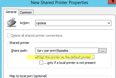 Assign default printer on Windows via GPO