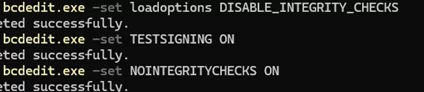 bcdedit disable_integrity_checks