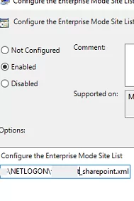 Configure the Enterprise Mode Site List via GPO