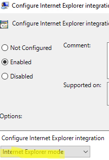 Enable Internet Explorer Mode for Edge in GPO