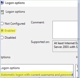 GPO: Automatic logon with current username and password