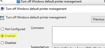 GPO: Turn off Windows default printer management 