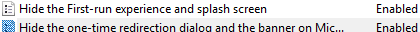 Hide first-run experience on Microsoft Edge
