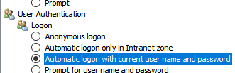 IE: Automatically log in with current user name and password.