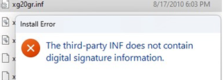 Install INF driver without digital sign on Windows