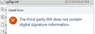 Install INF driver without digital sign on Windows