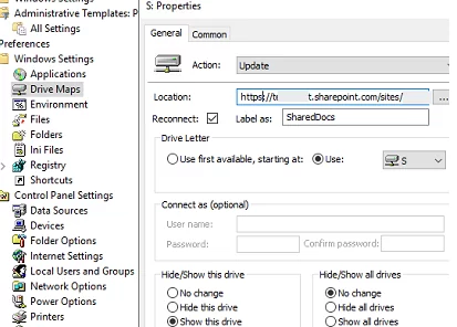 Map SharePoint Online site via Group Policy