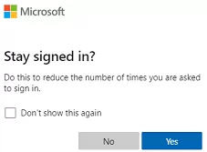 Microsoft Modern Authentication prompt, Stay signed in