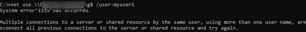 Multiple connections to a server or shared resource by the same user, using more than one user name, are not allowed