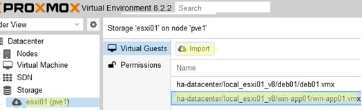 Proxmox: VMware VM Import wizard