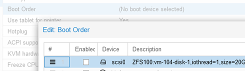 Set scsi0 as primary VM boot device