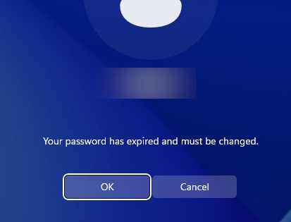 Windows warning: Your password has expired and must be changed