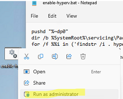 BATt script to enable Hyper-v on Windows Home edition