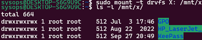 Mounting mapped network drives in WSL using drvfs 