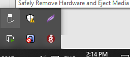 Safely Remove Hardware and Eject Media icon in the system tray 