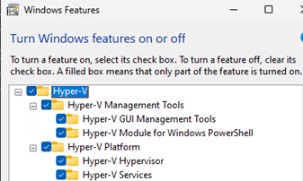 Windows Features enable Hyper-V