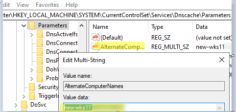 AlternateComputerNames - adding alternate DNS name to a Windows host 