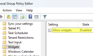 Disable Windows 11 widgets using Group Policy