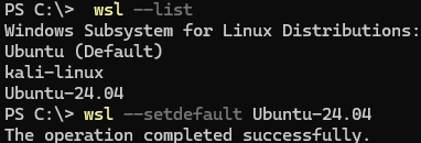 wsl list disributions