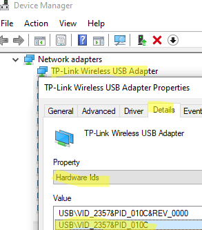 Device Manager: get USB device ID