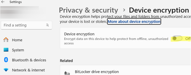 Disable BitLocker drive encryption in Windows 11 24H2