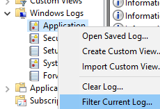 Filter Event Viewer log