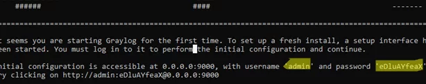 Initial Graylog admin password