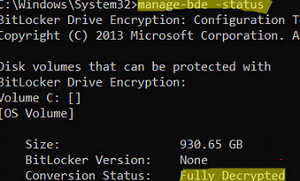 manage-bde - disable drive encryption