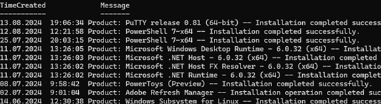 PowerShell: View software installation history 