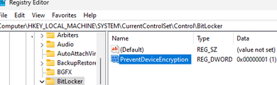 PreventDeviceEncryption - registry key