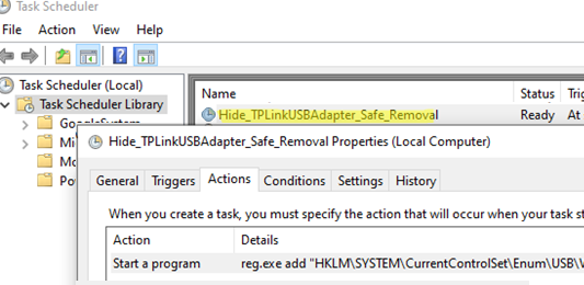 Scheduled task to stop USB devices from being in "Safely remove" list