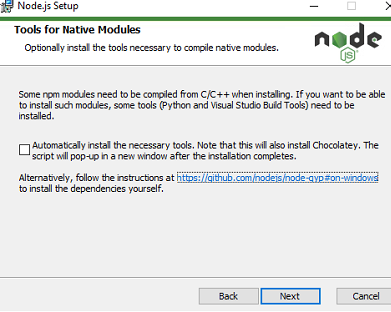 Automatically install tools for native modules in node.js