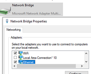 Check network adapters in bridged interface