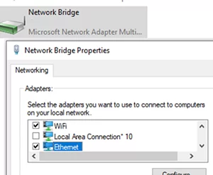 Check network adapters in bridged interface