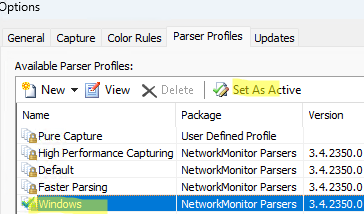 Configure active parser for NetMon