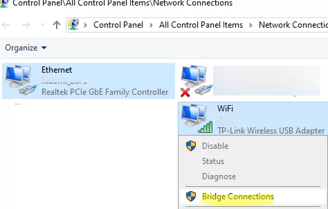 Configure Network Bridge on Windows Using Built-in Tools