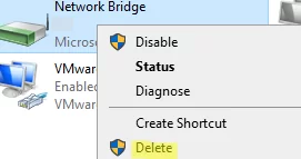 Delete bridge interface on Windows