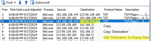 Filter network frames using display filters in Network Monitor