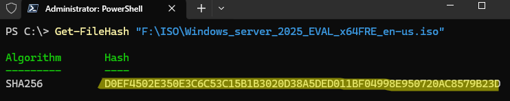 Get-FileHash PowerShell 