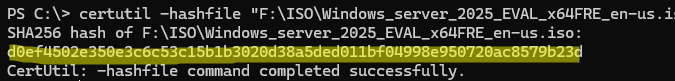 Use Certutil command to get file SHA256 hash