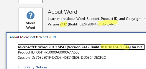 check office build version