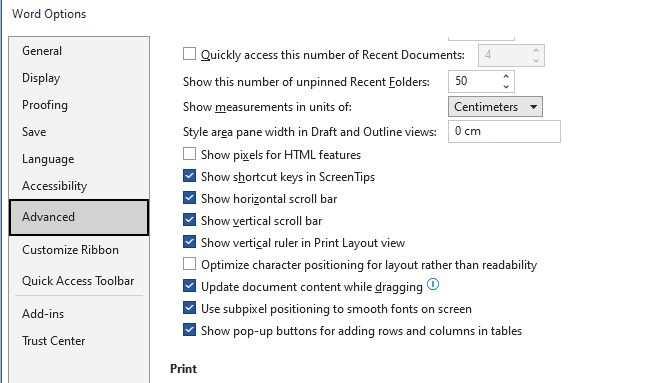 Disable Hardware Acceleration option missing in Word/Excel settings