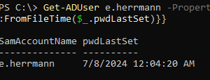 powershell: get ad user password last set
