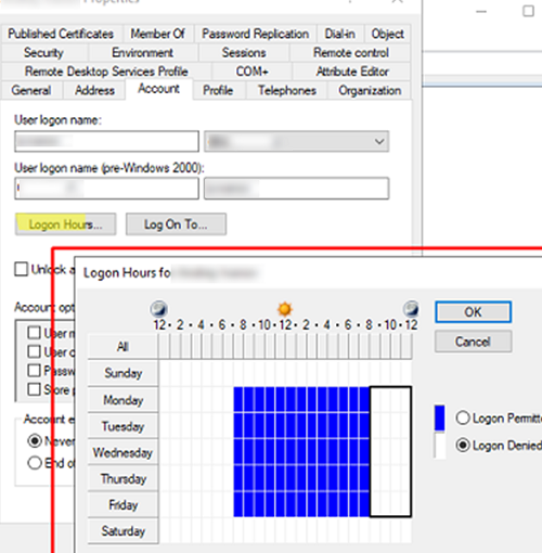 set logon hours in Active Directory