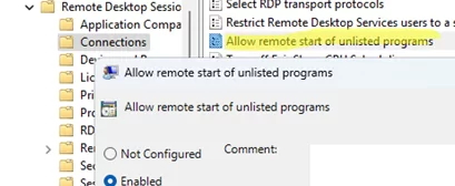 GPO: Allow remote start of unlisted programs 