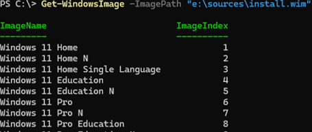 List available Windows editions in install.wim