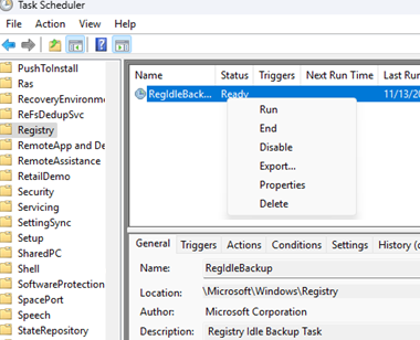 RegIdleBackup in Task Sheduler