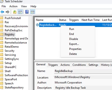RegIdleBackup in Task Sheduler