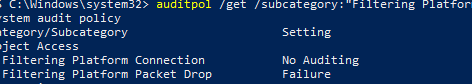 auditpol: configure Filtering Platform Packet Drop 
