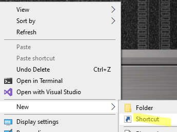 create desktop shortcut